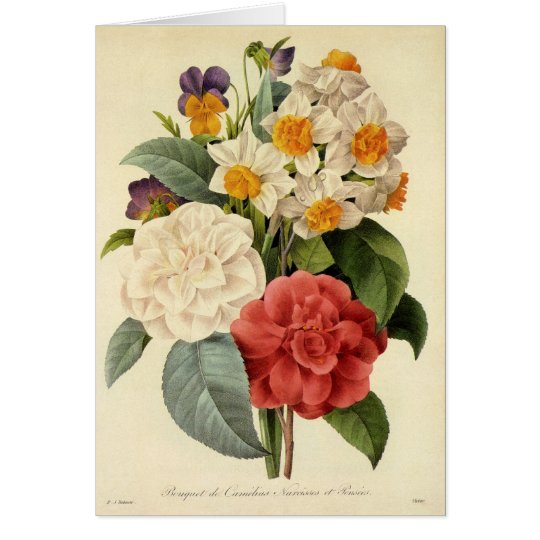 Vintage Wedding Bouquet, Blooming Flowers Card