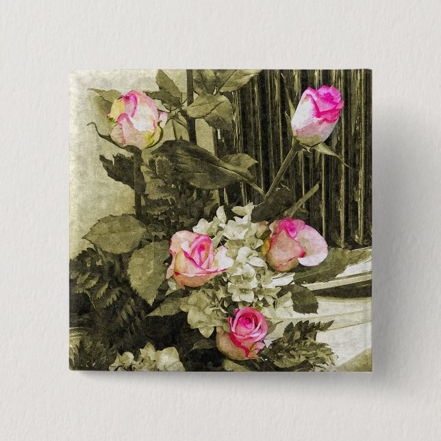Vintage Wedding Bouquet Button (Front)