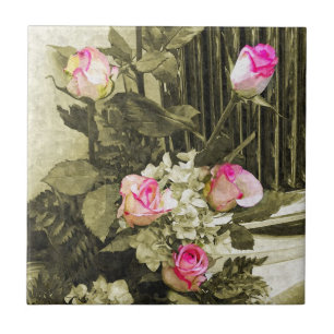 Vintage Wedding Bouquet Ceramic Tile