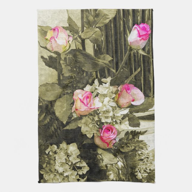 Vintage Wedding Bouquet Towel (Vertical)