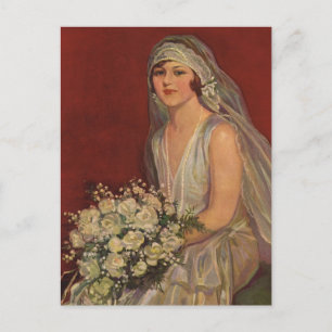 Vintage Wedding, Bridal Portrait Save the Date Announcement Postcard