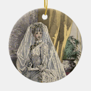 Vintage Wedding Bridal Portrait, Victorian Bride Ceramic Ornament
