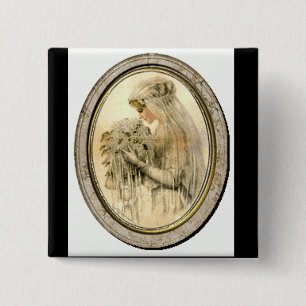 Vintage Wedding Bridal Shower Victorian Bride  Pinback Button