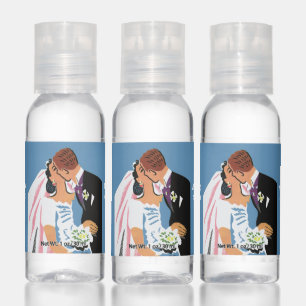 Vintage Wedding, Bride and Groom Newlyweds Kissing Hand Sanitizer