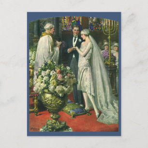 Vintage Wedding, Bride and Groom Save the Date Announcement Postcard