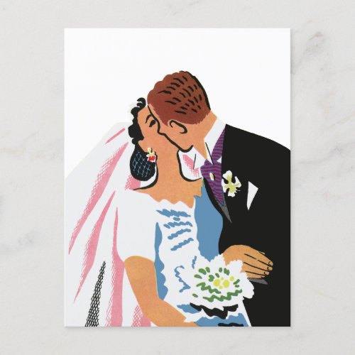 Vintage Wedding Bride and Groom Save the Date Announcement Postcard