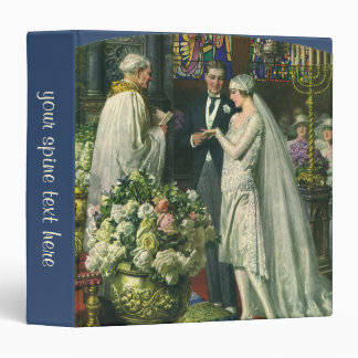 Vintage Wedding, Bride and Groom with Menorah Binder