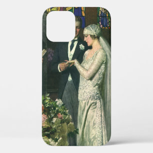Vintage Wedding, Bride and Groom with Menorah iPhone 12 Case