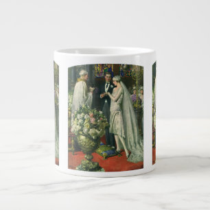 Vintage Wedding, Bride and Groom with Menorah Giant Coffee Mug