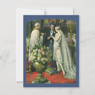 Vintage Wedding, Bride and Groom with Menorah Invitation