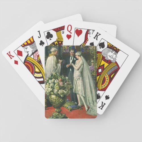 Vintage Wedding Bride and Groom with Menorah Playing Cards