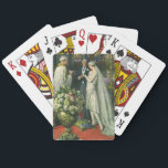Vintage Wedding, Bride and Groom with Menorah Poker Cards<br><div class="desc">Vintage illustration love and romance wedding ceremony image featuring a couple getting married in a beautiful synagogue with stained glass windows,  flowers and a seven branch menorah. The bride is wearing a long white wedding gown and the groom is handsome in his tuxedo.</div>