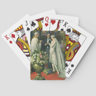 Vintage Wedding, Bride and Groom with Menorah Poker Cards