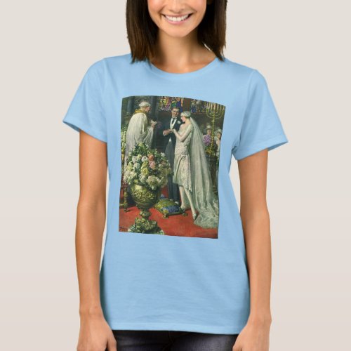 Vintage Wedding Bride and Groom with Menorah T_Shirt