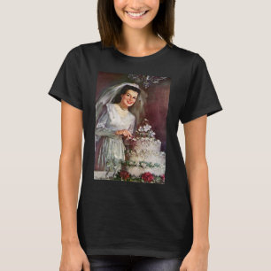 Vintage Wedding, Bride Cutting the Wedding Cake T-Shirt