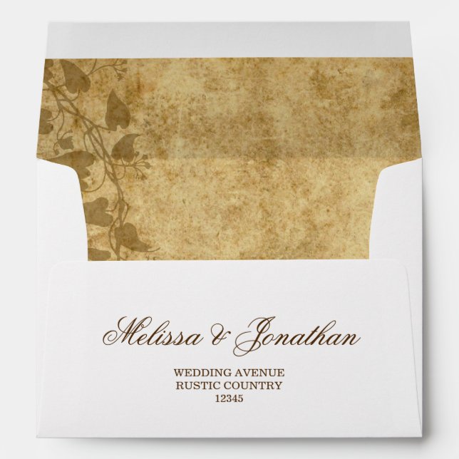 Vintage wedding Bride Groom Custom text  Envelope (Back (Bottom))