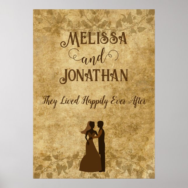 Vintage wedding Bride Groom Happily ever after Poster (Front)
