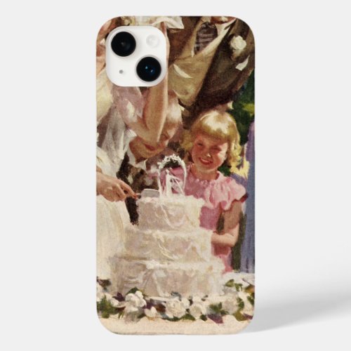 Vintage Wedding Bride Groom Newlyweds Cut the Cake Case_Mate iPhone 14 Plus Case