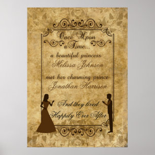 Vintage wedding Bride Groom Once upon a time Poster