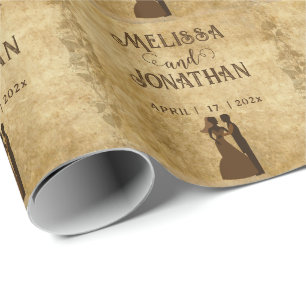 Vintage wedding Bride Groom Once upon a time Wrapping Paper