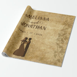 Vintage wedding Bride Groom Once upon a time Wrapping Paper