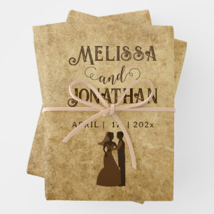 Vintage wedding Bride Groom Once upon a time Wrapping Paper Sheets