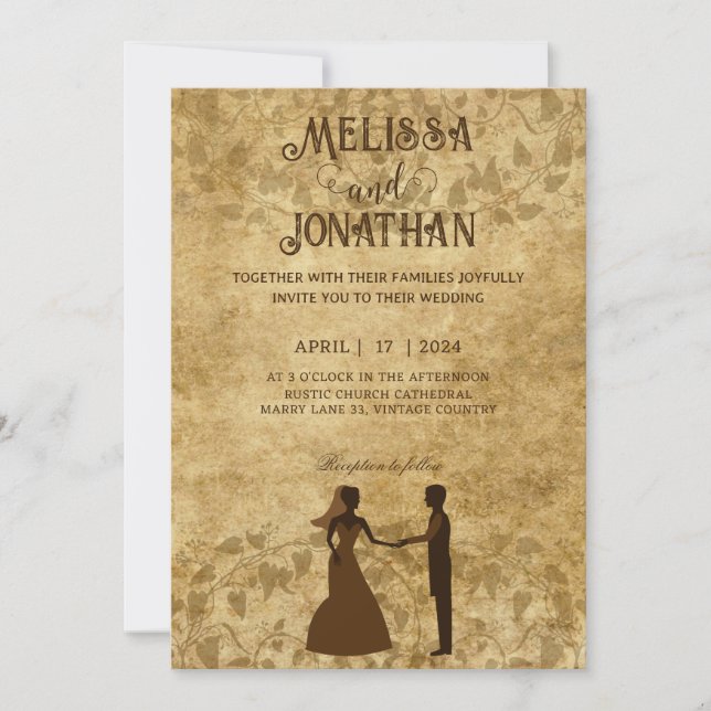 Vintage wedding Bride Groom Once upon time Invite (Front)