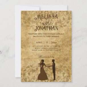 Vintage wedding Bride Groom Once upon time Invite