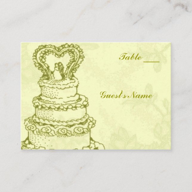 Vintage Wedding Cake Table Seating Place Card (Front)
