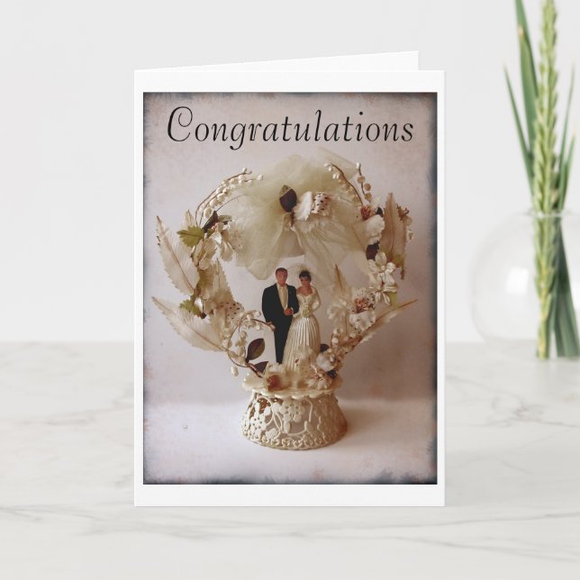 Vintage Wedding Cake Topper greeting card (Front)