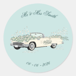 Vintage Wedding Car Favor Sticker