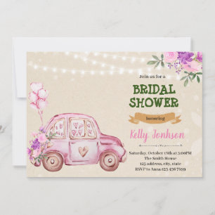 Vintage wedding car shower Invitation