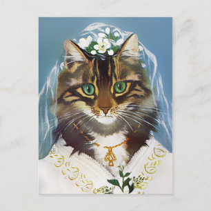 Vintage Wedding Cat Postcard