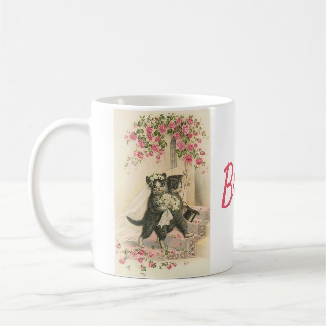 Vintage Wedding Cats - Bride, Coffee Mug (Left)