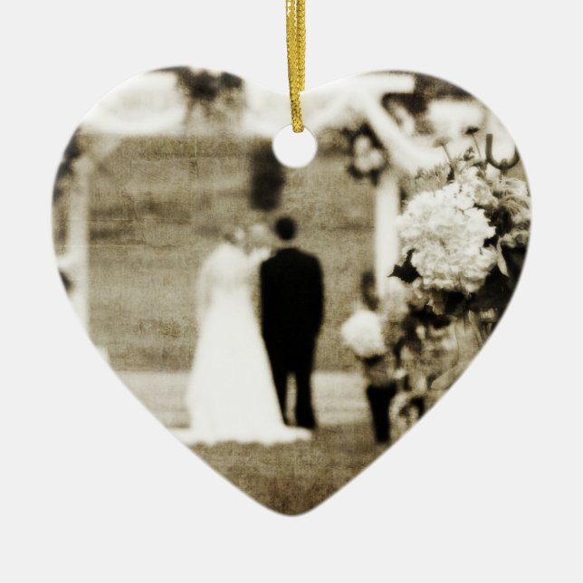 Vintage Wedding Ceramic Ornament (Front)