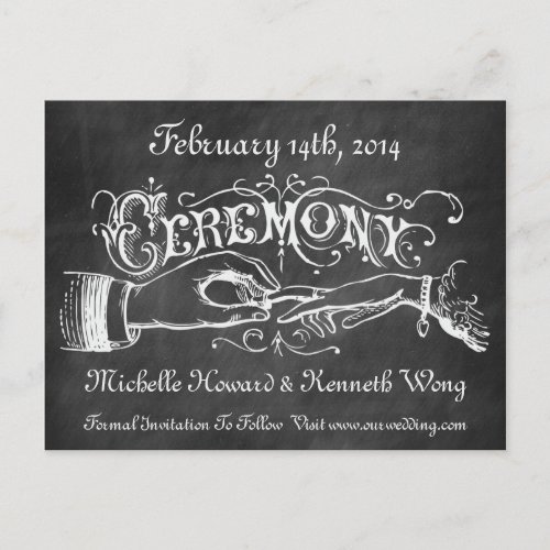 Vintage Wedding Ceremony Chalkboard Announcement Postcard