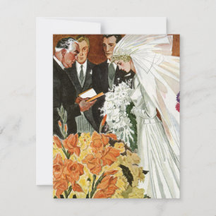 Vintage Wedding Ceremony with Bride and Groom Invitation