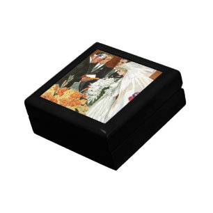 Vintage Wedding Ceremony with Bride and Groom Keepsake Box