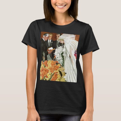 Vintage Wedding Ceremony with Bride and Groom T_Shirt