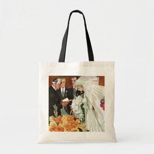 Vintage Wedding Ceremony with Bride and Groom Tote Bag
