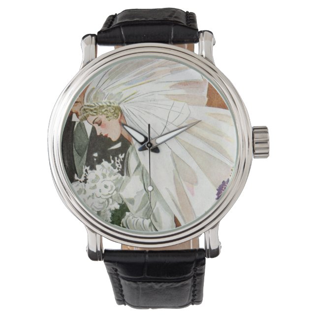 Vintage Wedding Ceremony with Bride and Groom Watch (Front)