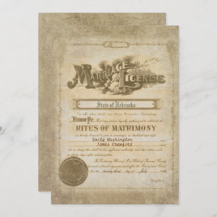 Vintage Wedding Certificate Invitation