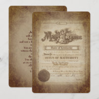 Vintage Wedding Certificate Invite
