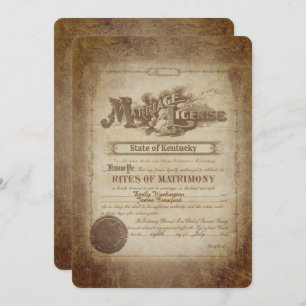 Vintage Wedding Certificate Invite