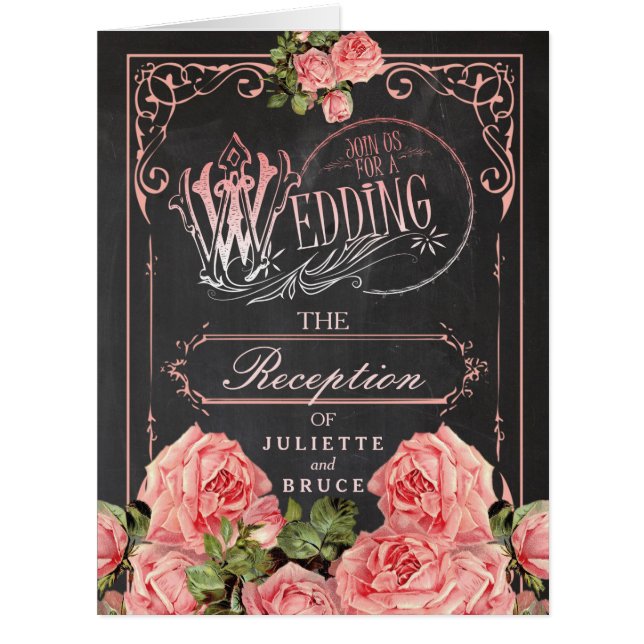 Vintage Wedding Chalkboard - Reception Card (Front)