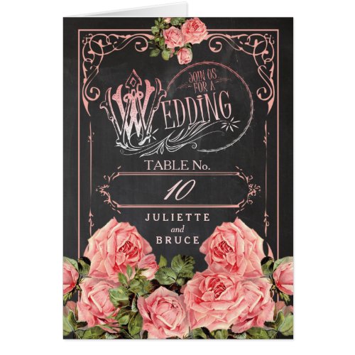 Vintage Wedding Chalkboard _ Table Number Card