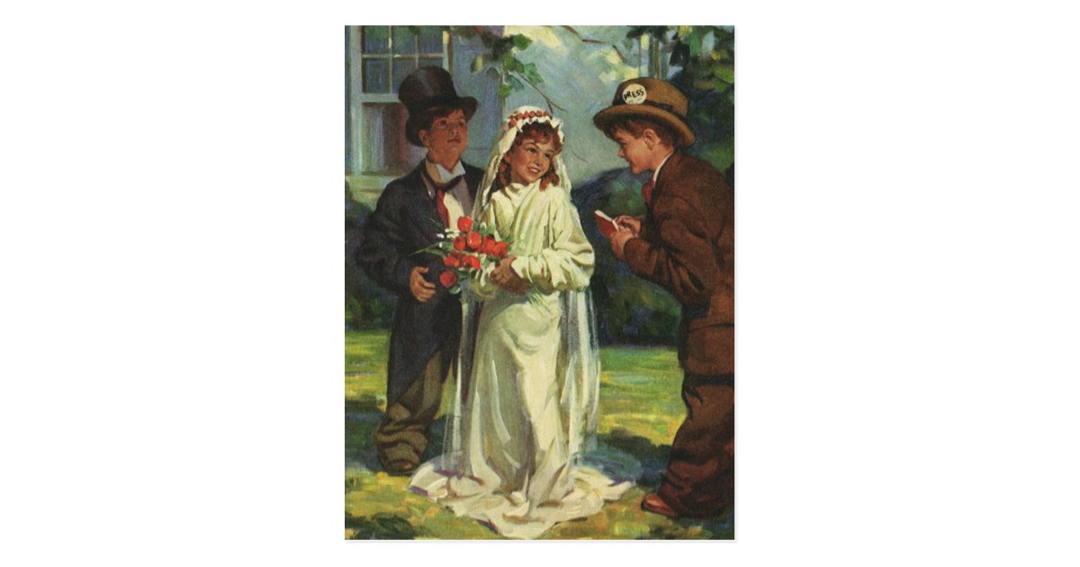 Vintage Wedding, Children as Bride and Groom Postcard | Zazzle