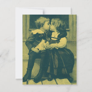 Vintage Wedding, Children Kiss Save the Date Invitation