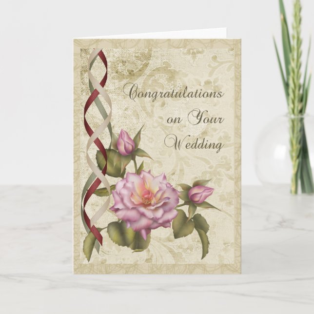 Vintage Wedding Congratulations Card (Front)