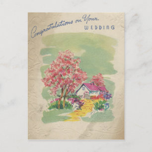 Vintage Wedding Congratulations Postcard